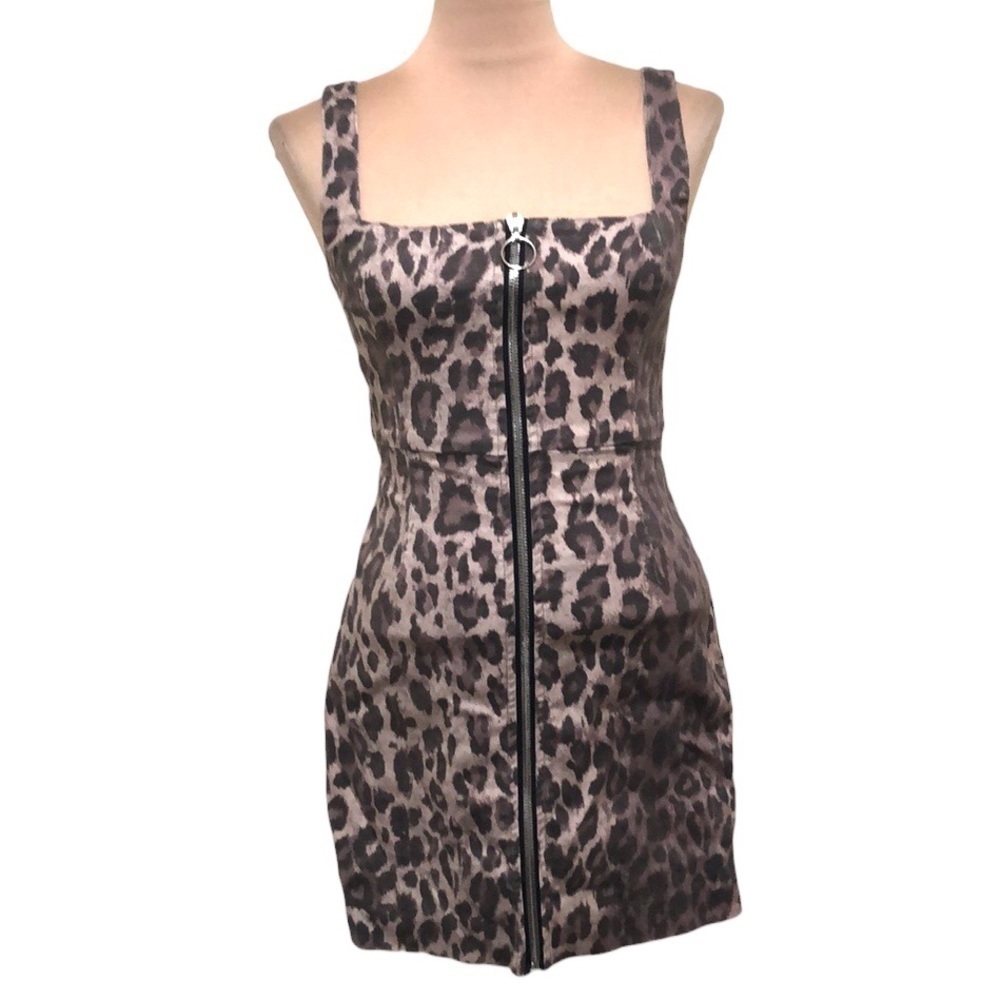 Nicholas Twill Leopard Mini Dress Size 6 Tan